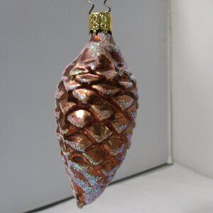 Inge-Glas Brown Glass Pine Cone Pinecone Christmas Holiday Tree Ornament